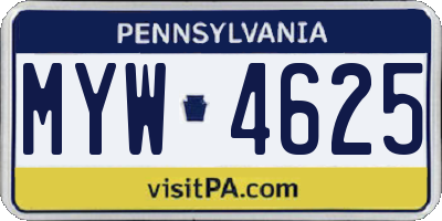 PA license plate MYW4625