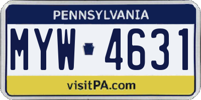 PA license plate MYW4631