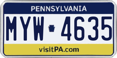 PA license plate MYW4635