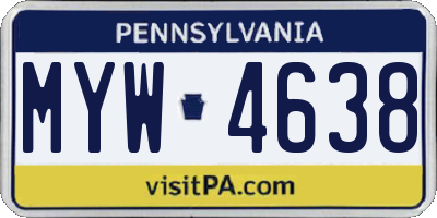 PA license plate MYW4638