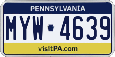 PA license plate MYW4639