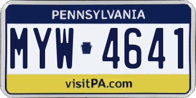 PA license plate MYW4641