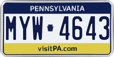 PA license plate MYW4643
