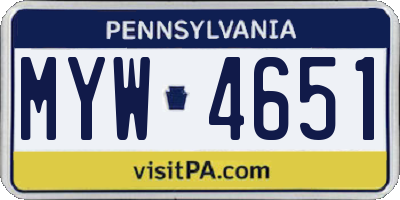 PA license plate MYW4651