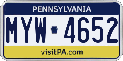 PA license plate MYW4652
