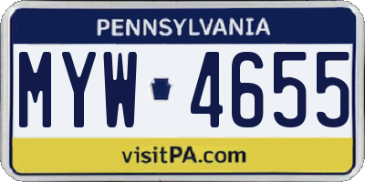 PA license plate MYW4655