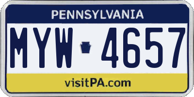 PA license plate MYW4657