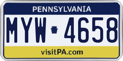 PA license plate MYW4658