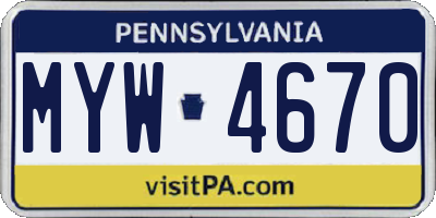 PA license plate MYW4670