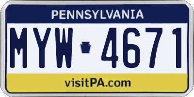 PA license plate MYW4671