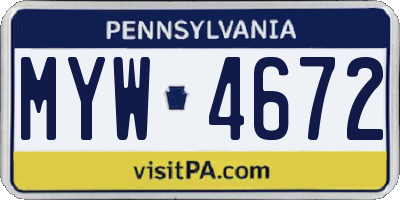PA license plate MYW4672