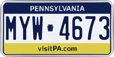 PA license plate MYW4673