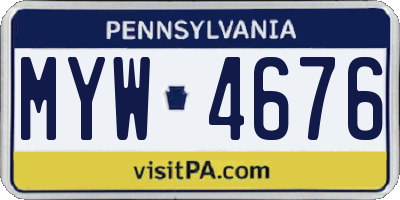 PA license plate MYW4676