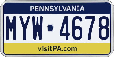PA license plate MYW4678
