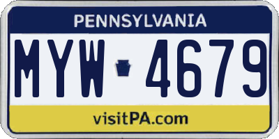 PA license plate MYW4679