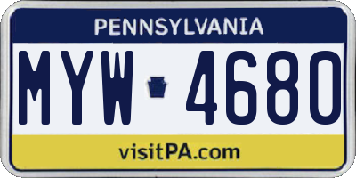 PA license plate MYW4680