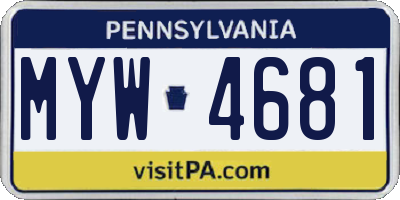 PA license plate MYW4681