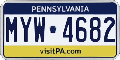 PA license plate MYW4682