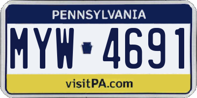 PA license plate MYW4691