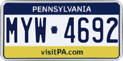 PA license plate MYW4692