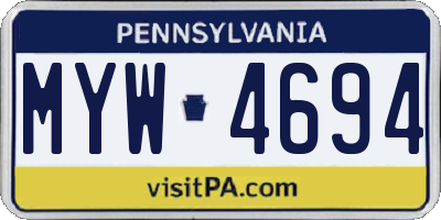 PA license plate MYW4694