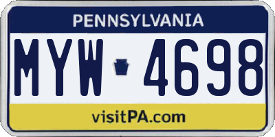 PA license plate MYW4698