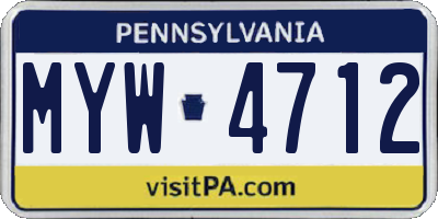 PA license plate MYW4712