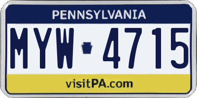 PA license plate MYW4715