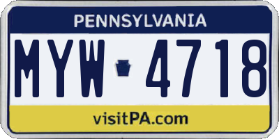 PA license plate MYW4718