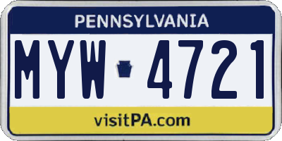 PA license plate MYW4721
