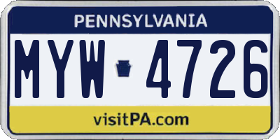 PA license plate MYW4726