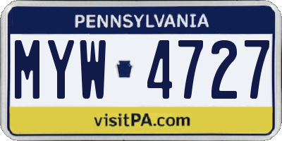 PA license plate MYW4727