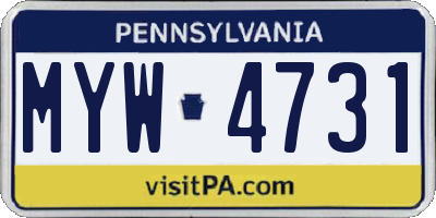 PA license plate MYW4731