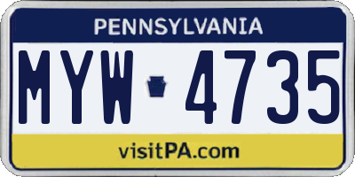 PA license plate MYW4735
