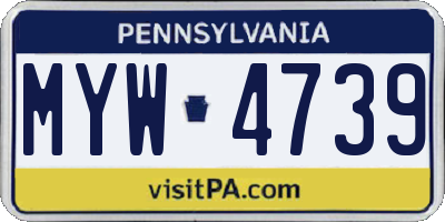 PA license plate MYW4739