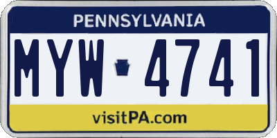 PA license plate MYW4741