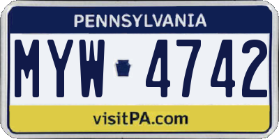 PA license plate MYW4742