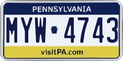 PA license plate MYW4743