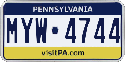 PA license plate MYW4744