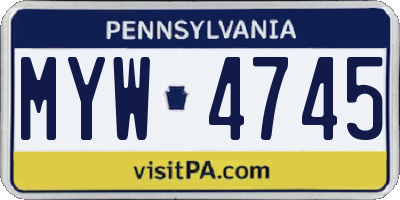 PA license plate MYW4745