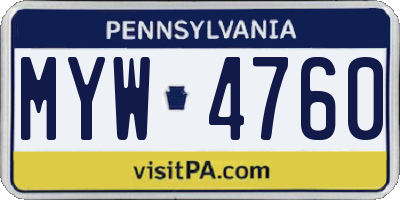 PA license plate MYW4760