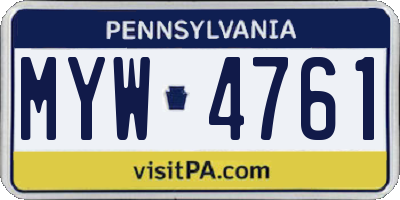 PA license plate MYW4761