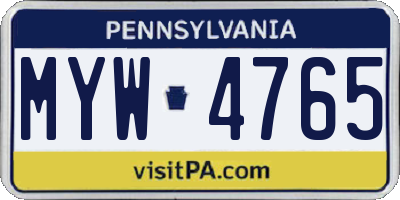 PA license plate MYW4765