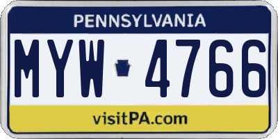 PA license plate MYW4766