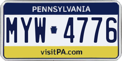 PA license plate MYW4776