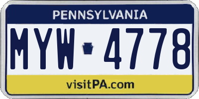 PA license plate MYW4778