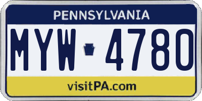 PA license plate MYW4780