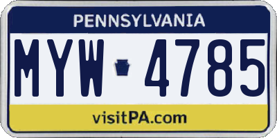 PA license plate MYW4785