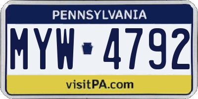 PA license plate MYW4792