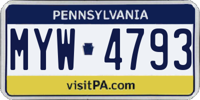 PA license plate MYW4793